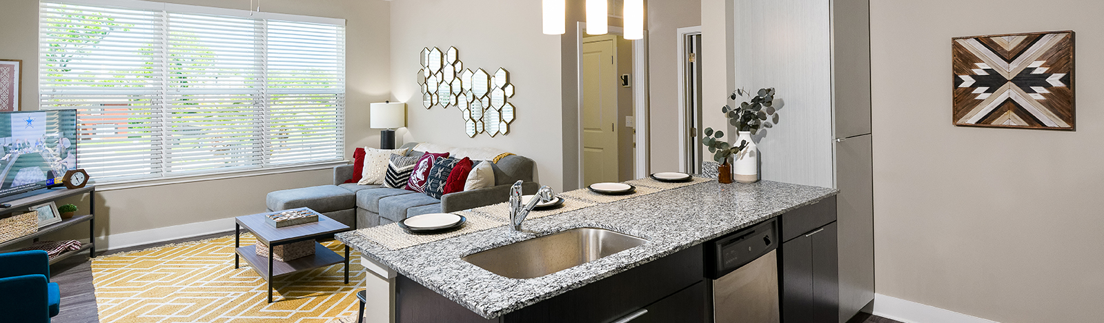 Furnished apartment featuring an open floorplan